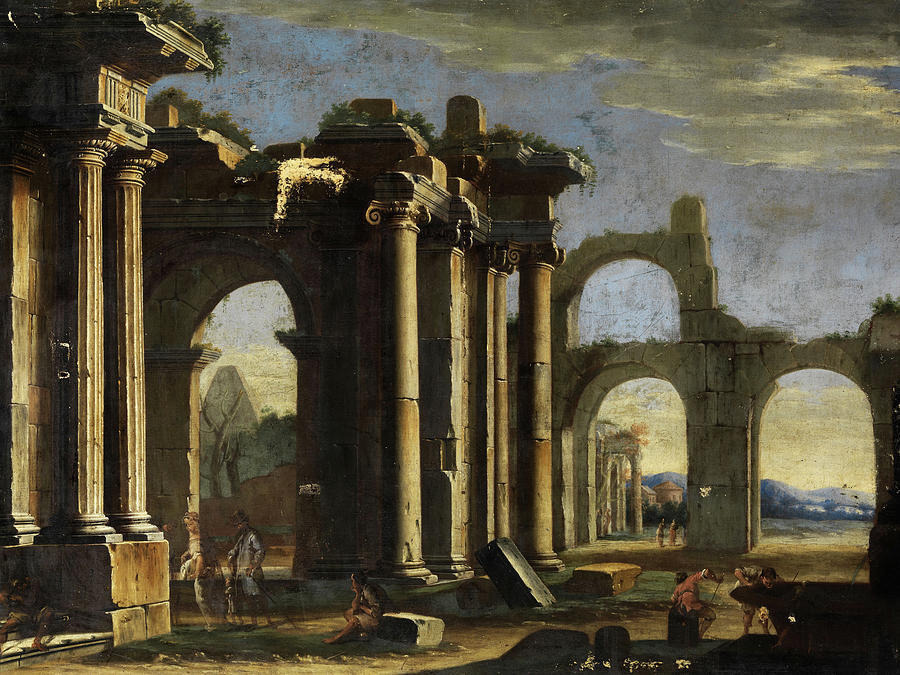 Ruins Capriccio with Figures Painting by Italian painter - Fine Art America