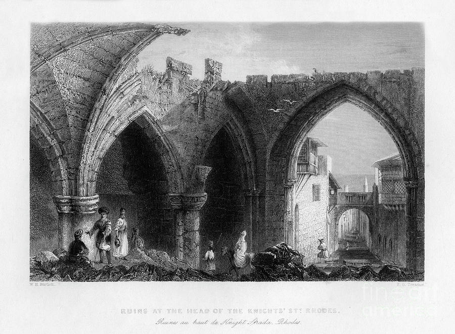 Ruins In Rhodes, Greece, 1841.artist Eg Drawing by Print Collector