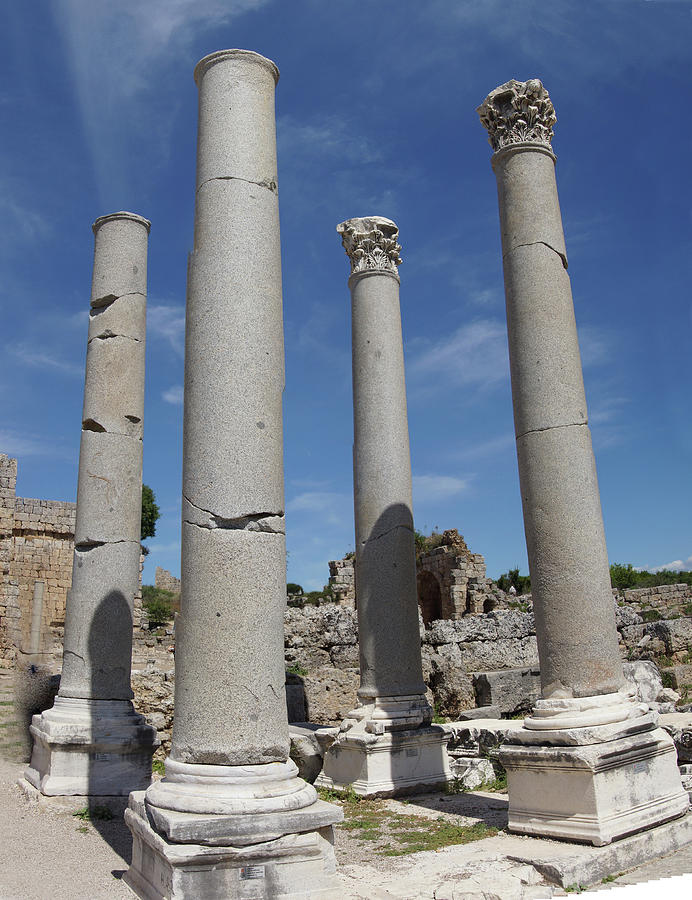 Ruins of columns in the Roman forum Photograph by Steve Estvanik