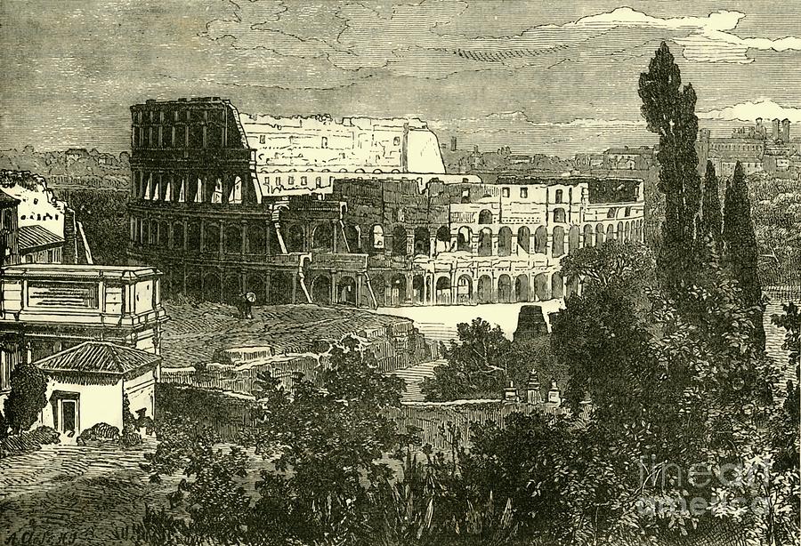 Ruins Of The Colosseum Drawing by Print Collector