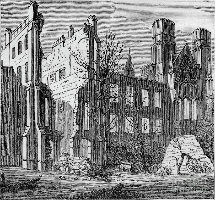Ruins Of The Houses Of Parliament Drawing by Print Collector