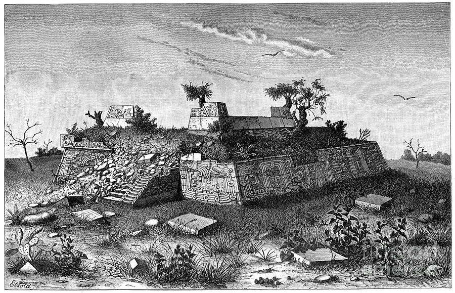 Ruins Of The Pyramid Steps Drawing by Print Collector