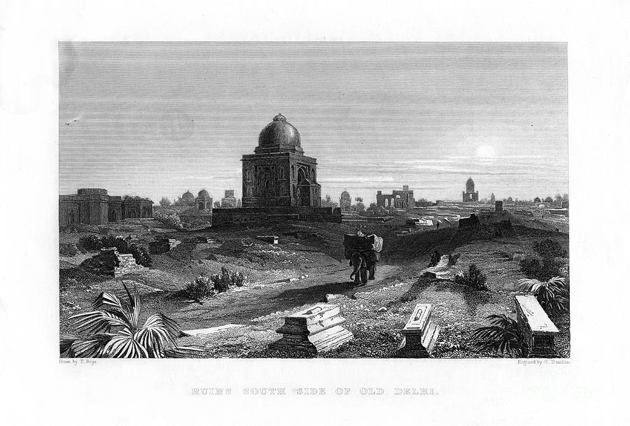Ruins South Side Of Old Delhi, India Drawing by Print Collector