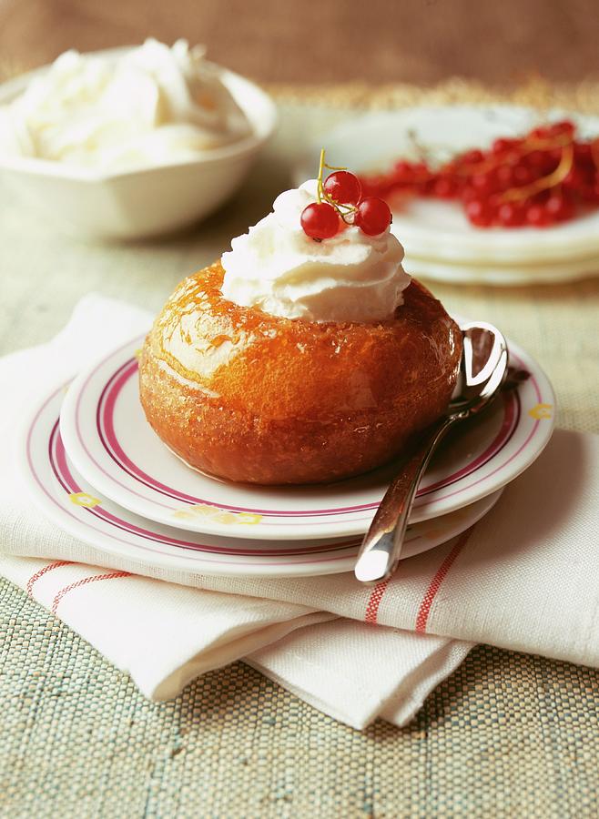 Rum Baba With Whipped Cream Photograph by Mallet