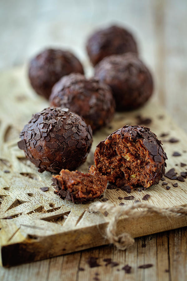 Rum Balls Made From Leftover Cake With Chocolate And Coconut Oil Photograph by Jan Wischnewski