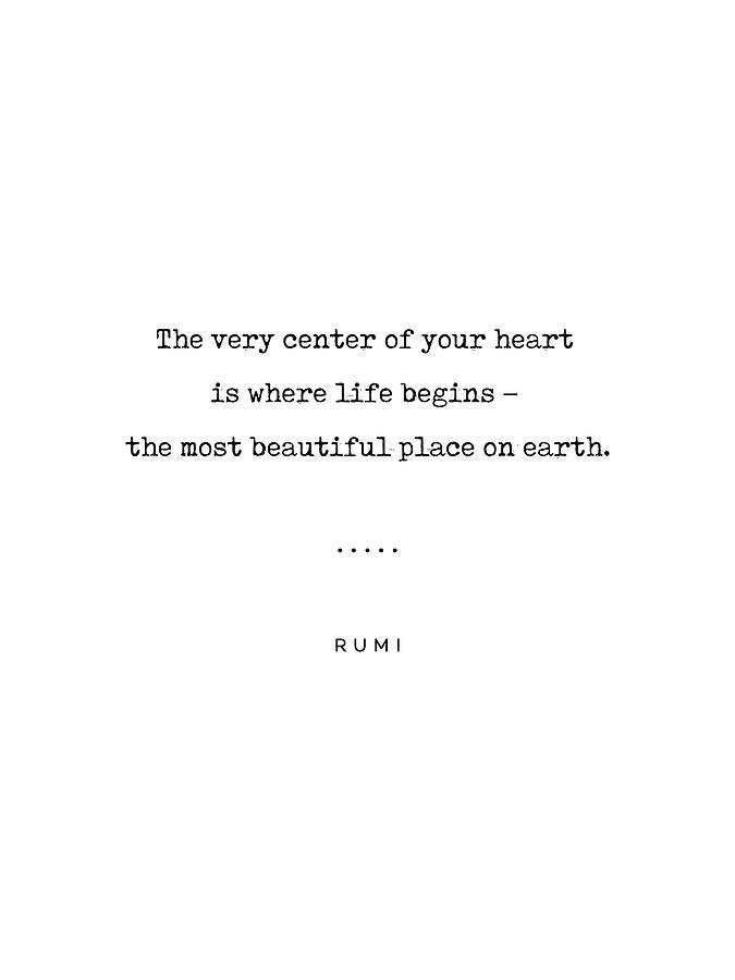 Rumi Quote 20 - Minimal, Sophisticated, Modern, Classy Typewriter Print - The Most Beautiful Place Mixed Media