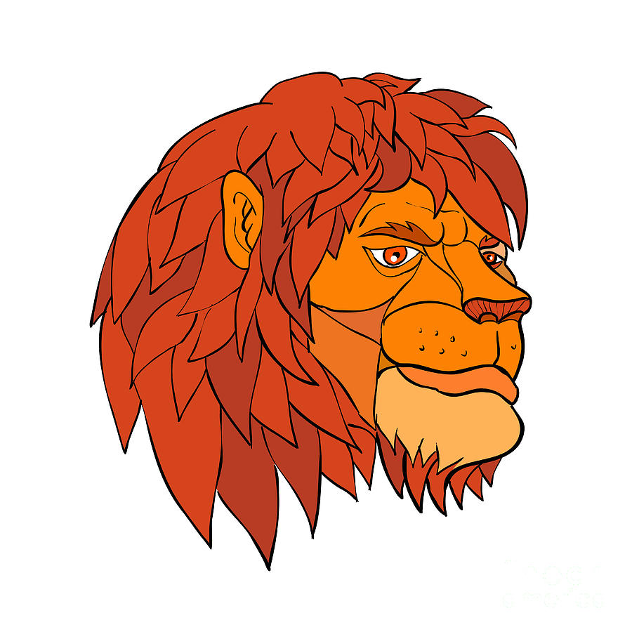 Ruminating Lion Head Cartoon Color Digital Art by Aloysius Patrimonio -  Fine Art America