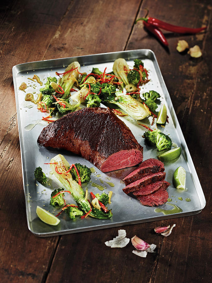 Rump Cap Made In A Beefer With Bok Choy And Broccoli Photograph by Tre Torri