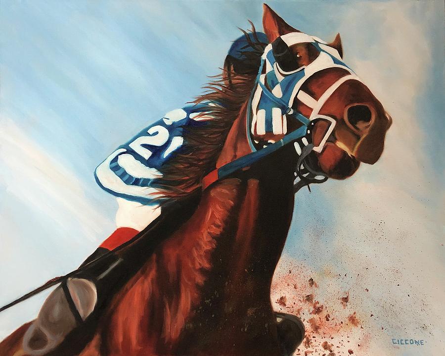 Horse Painting - Run for the Roses by Jill Ciccone Pike