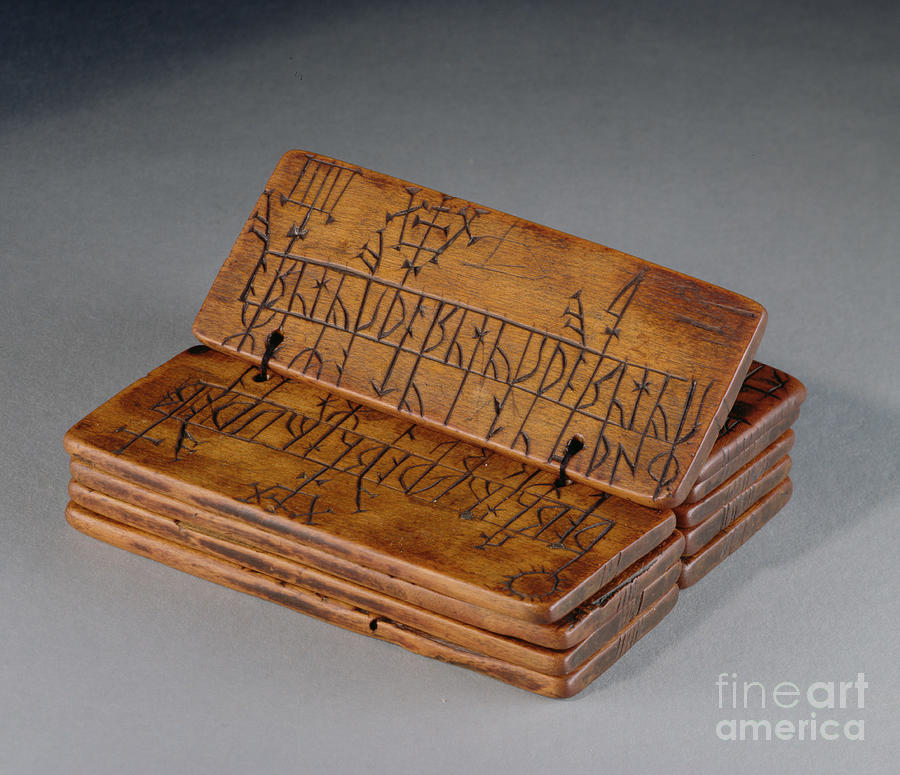 Runic Almanac, 16th Century Carved Boxwood Photograph by Norwegian School