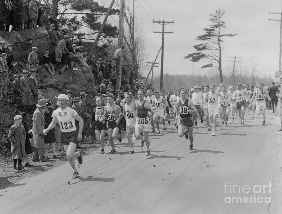 Boston Photograph - Runners In The 30th Boston Marathon by Bettmann