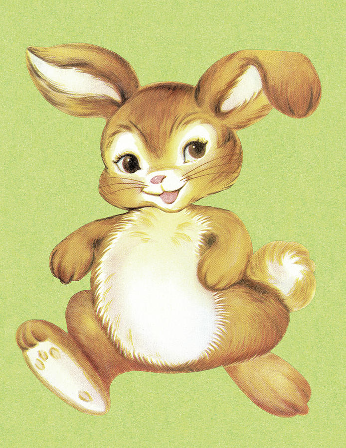 Vintage Drawing - Running Bunny by CSA Images