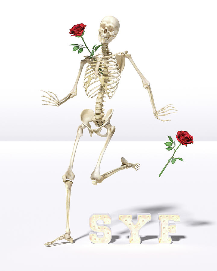 Rose Digital Art - Running Rose Skeleton by Betsy Knapp