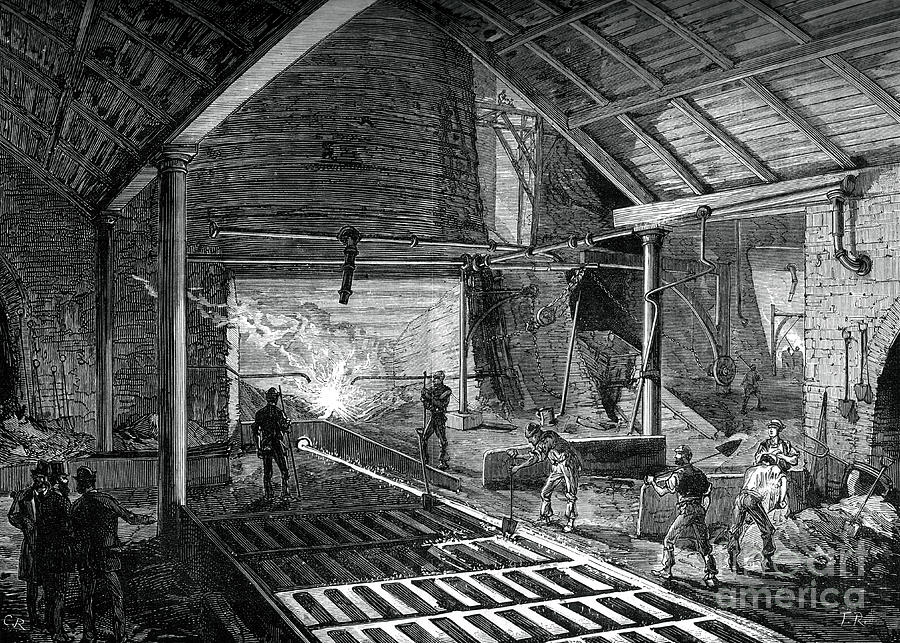 Running The Molten Iron Into The Pigs Drawing by Print Collector Running The Molten Iron Into The Pigs Drawing by Print Collector