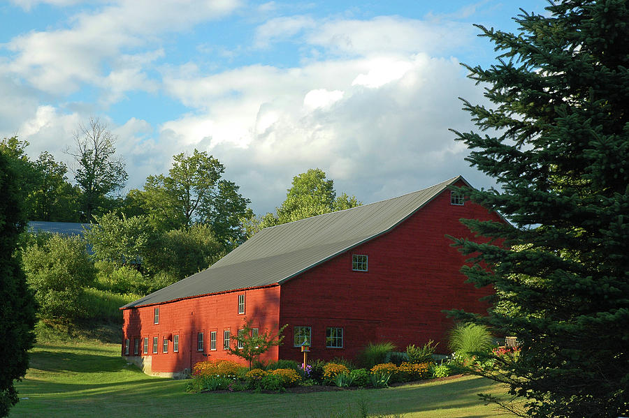 Rural Landscape With Red Barn, Vt Digital Art by Stephen G. Donaldson