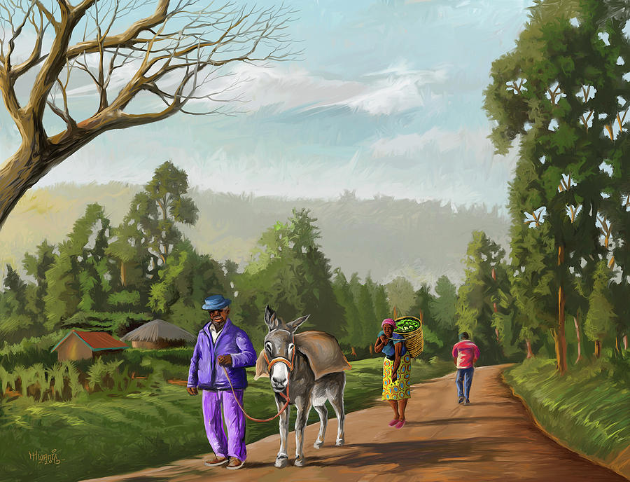 Summer Painting - Rural Life by Anthony Mwangi