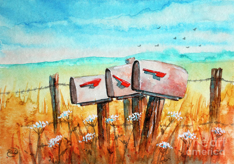 Rural Mailboxes Painting by Rebecca Davis