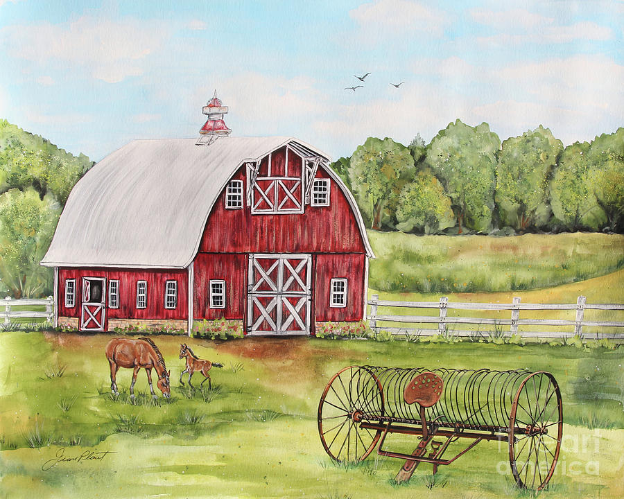 Rural Red Barn C Painting by Jean Plout