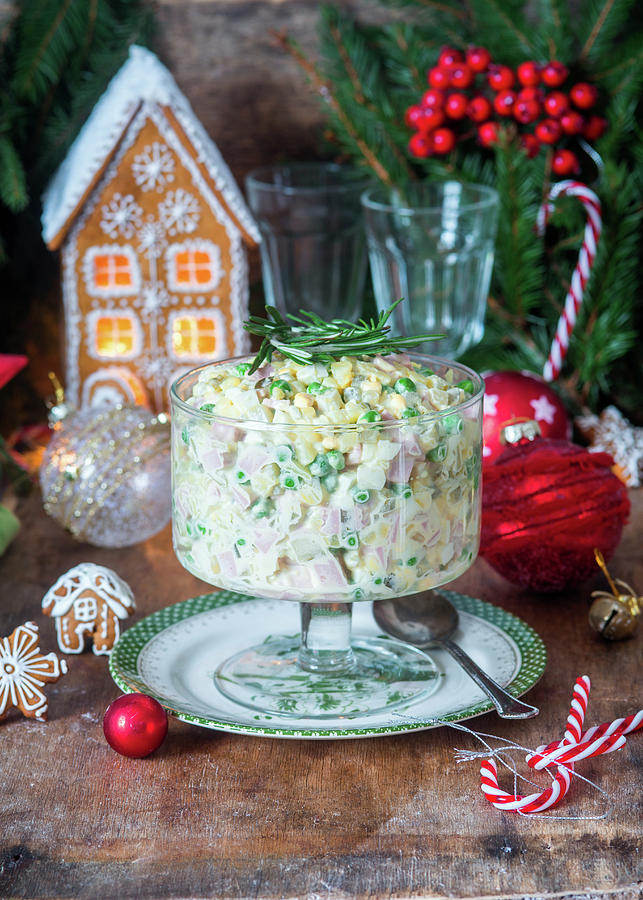Russain Traditional Salad Olivier For Christmas Photograph by Irina Meliukh