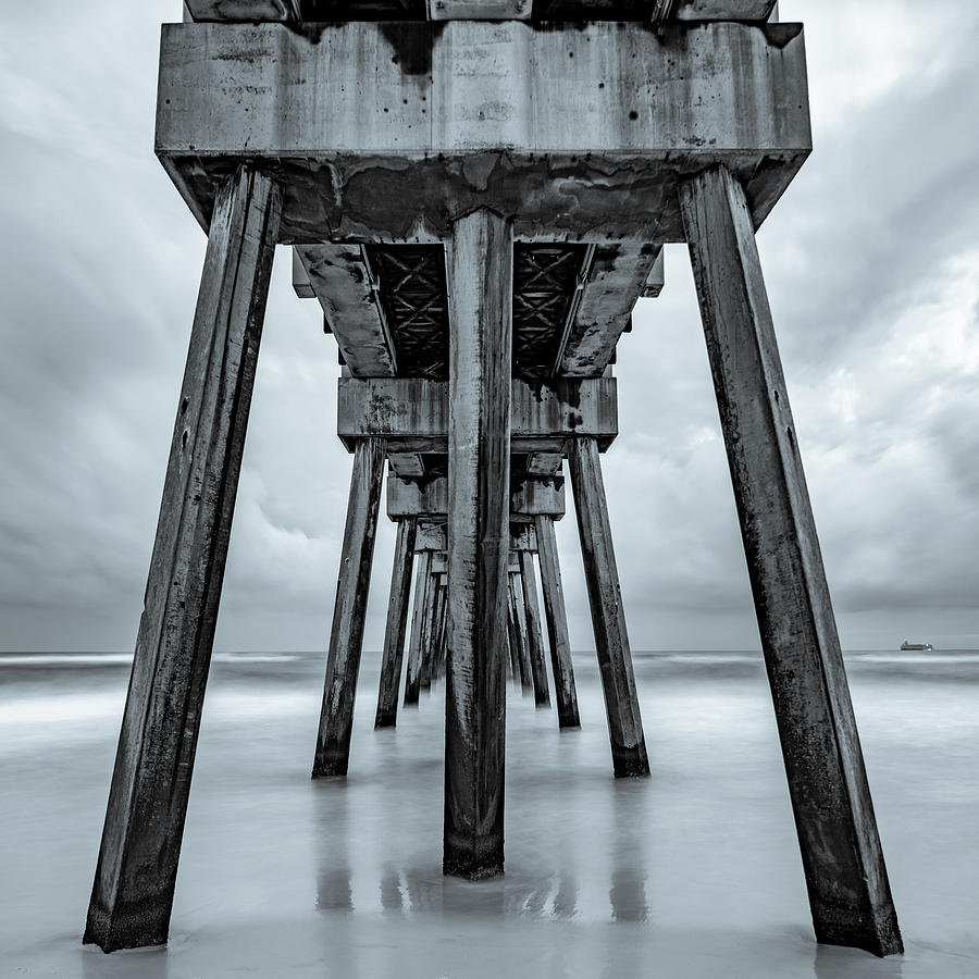 Russell Fields Pier - Panama City Beach in Monochrome Photograph by Gregory Ballos