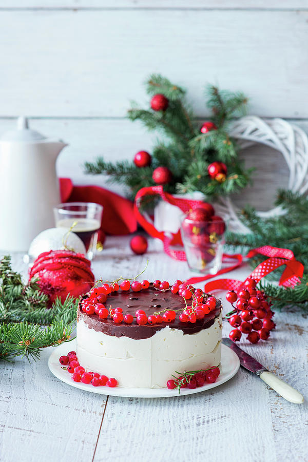 Russian Bird Milkcake With Chocolate And Red Berries Photograph by Irina Meliukh