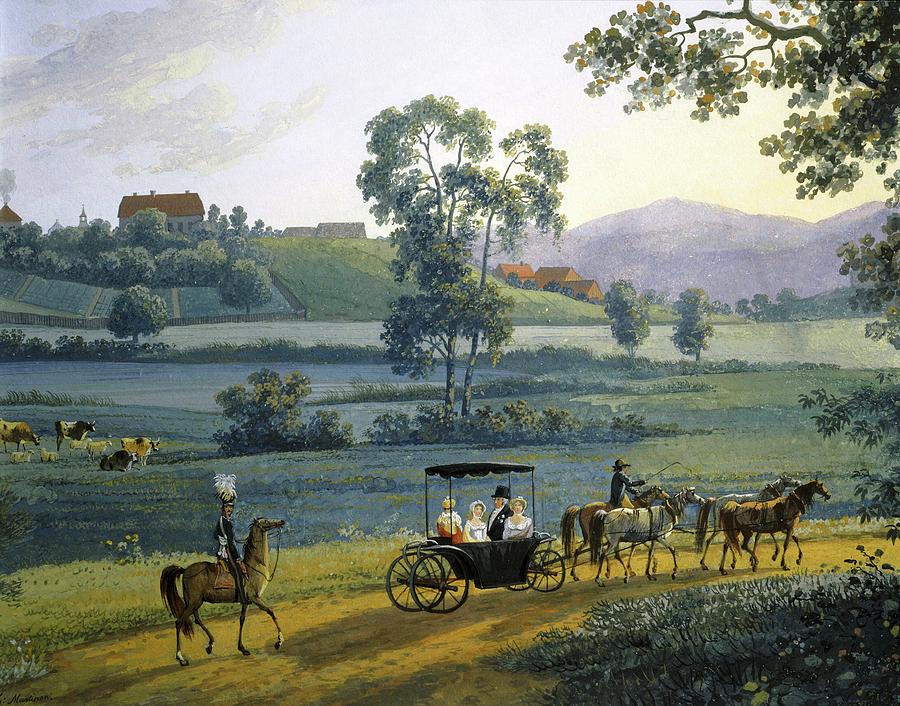 Russian country scene, 1811. gouache. -detail-, oil on canvas. Painting by Andrej Martynoff -1768-1826-