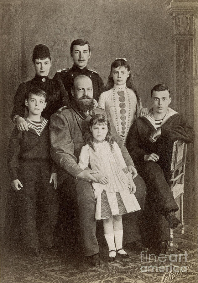 Russian Czar Alexander IIi And His Family, Including Future Czar Nicholas II In The Rear, 1890s Drawing by American School