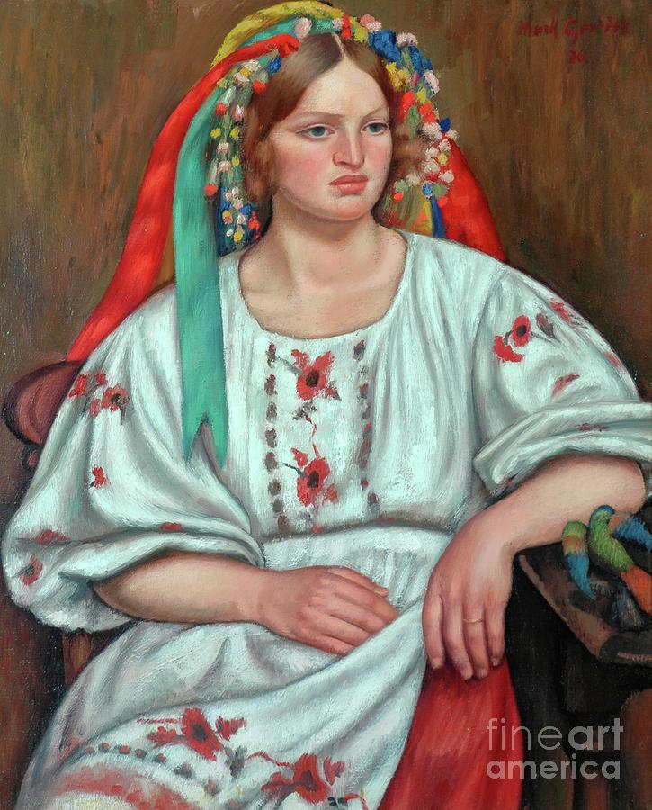 Russian Peasant Girl, 1926 Painting by Mark Gertler