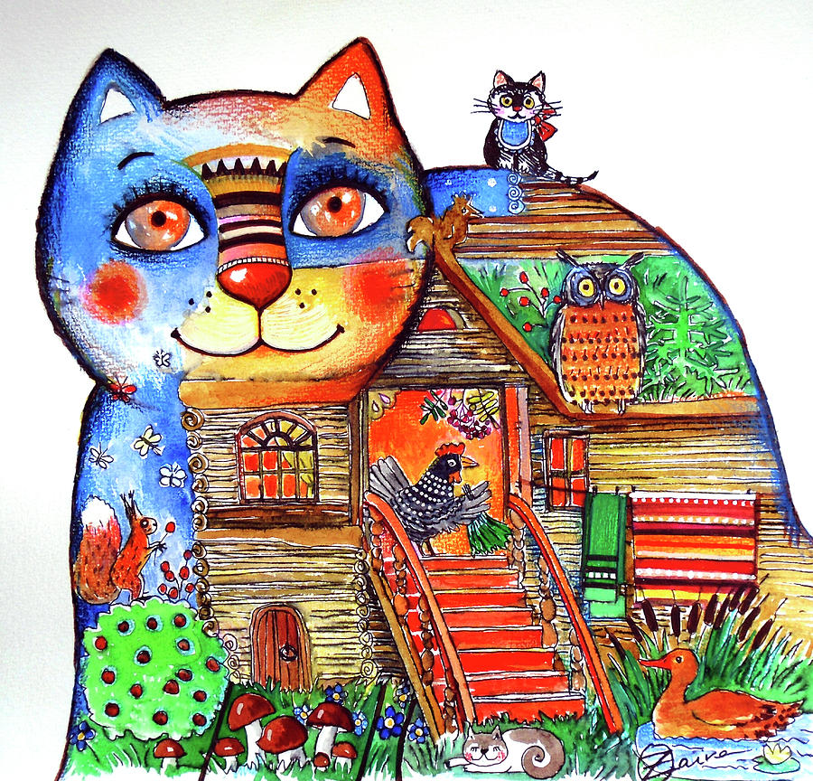Cat Painting - Russian Tale Cat by Oxana Zaika