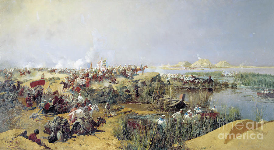 Russian Troops Crossing The Amu Darya Drawing by Heritage Images