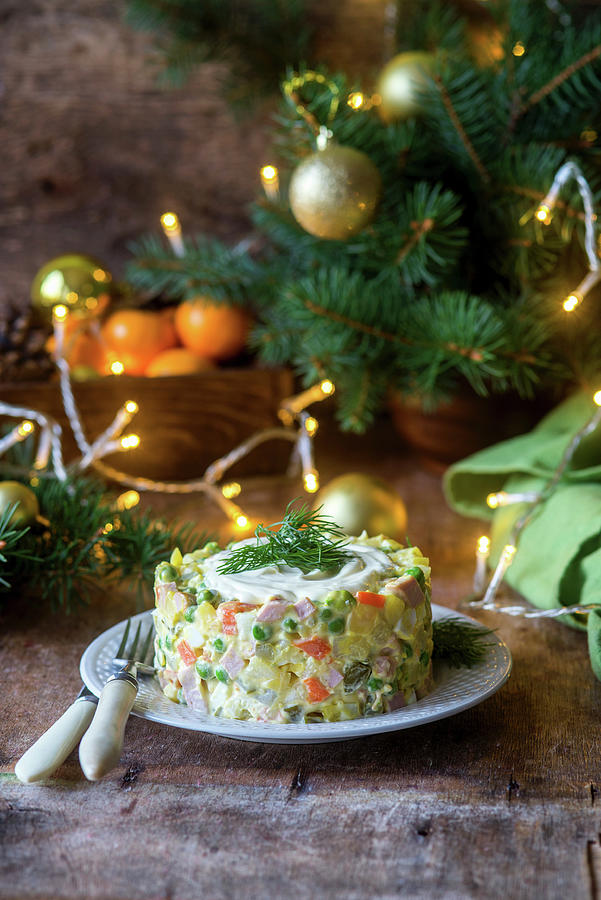 Russian Vegetable Salad christmas Photograph by Irina Meliukh