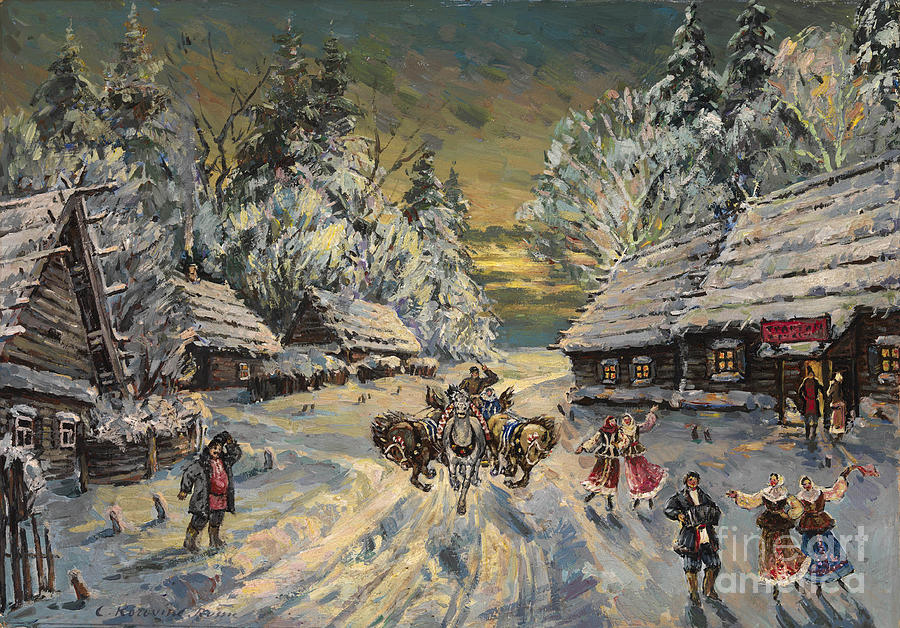 Russian Winter. Artist Korovin Drawing by Heritage Images