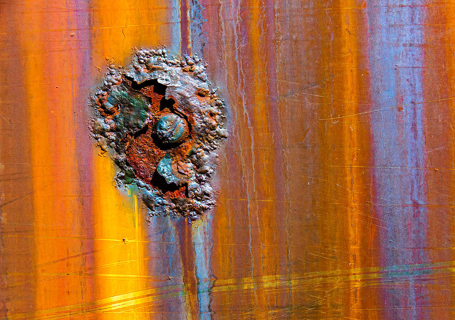 Pattern Photograph - Rust Patterns With Screw by Andrew Beavis
