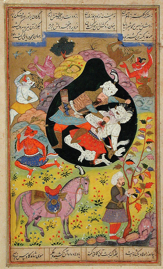 Rustam Slays the White Div Painting by Unknown