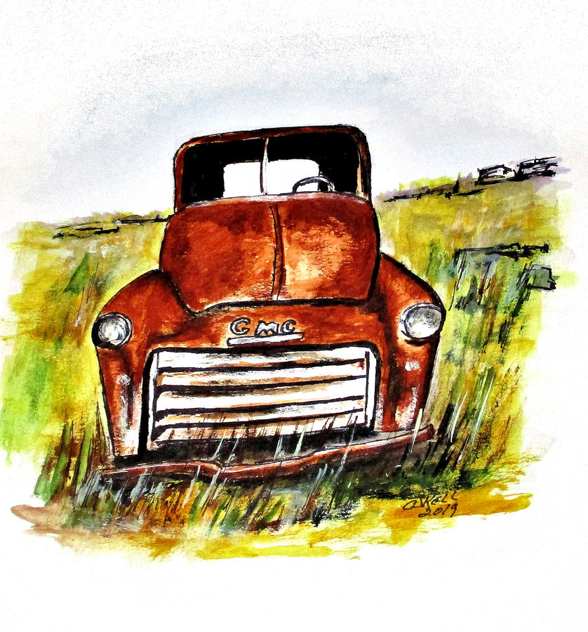 Rusted Farm Truck Painting by Clyde J Kell