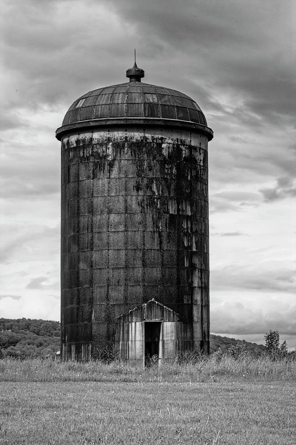 Rusted Silo BW Photograph by Susan Candelario