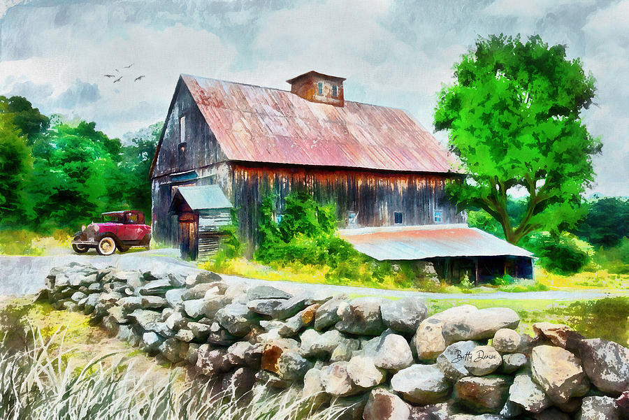 Rustic Barn with Antique Car Photograph by Betty Denise