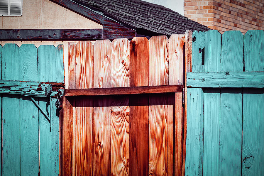 Rustic Cedar Fence With Peeling Blue Paint by Jeanette Fellows Rustic Cedar Fence With Peeling Blue Paint by Jeanette Fellows