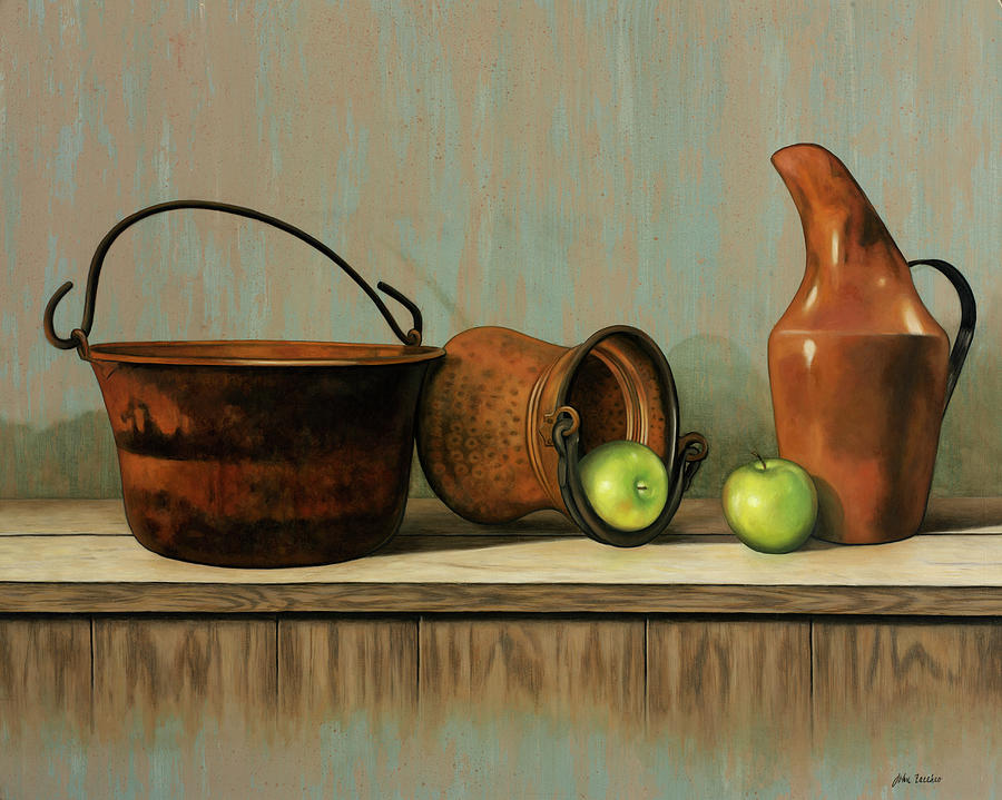 Rustic Cooking Pots Painting by John Zaccheo