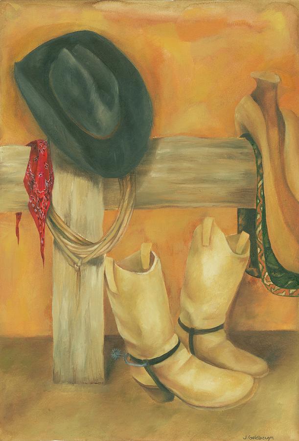 Boot Painting - Rustic Cowboy by Jennifer Goldberger
