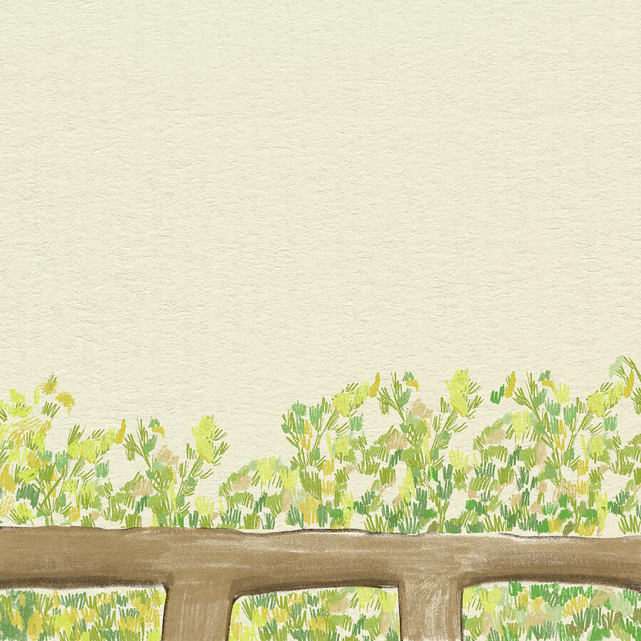 Rustic Fence With Green Foliage Painting by Trendy Art Rustic Fence With Green Foliage Painting by Trendy Art