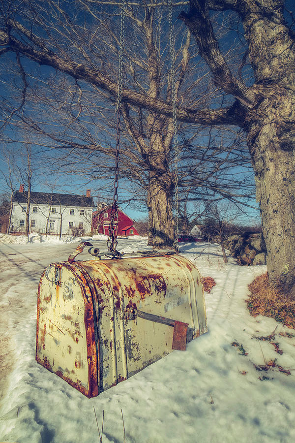 Rustic Mailbox on Winter Farm Photograph by Joann Vitali