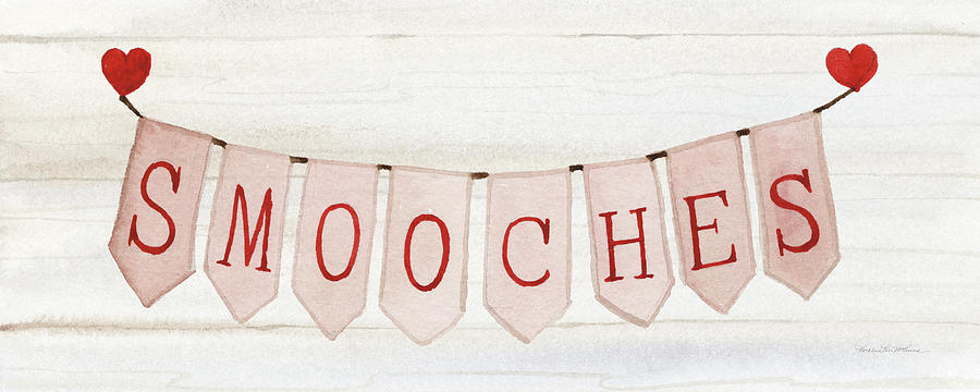 Bunting Painting - Rustic Valentine Banner IIi by Kathleen Parr Mckenna