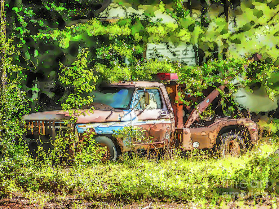 Rusting antique tow truck Painting by Jeelan Clark