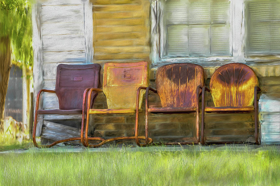 Rusty Chairs in Oil Photograph by Peggy Blackwell