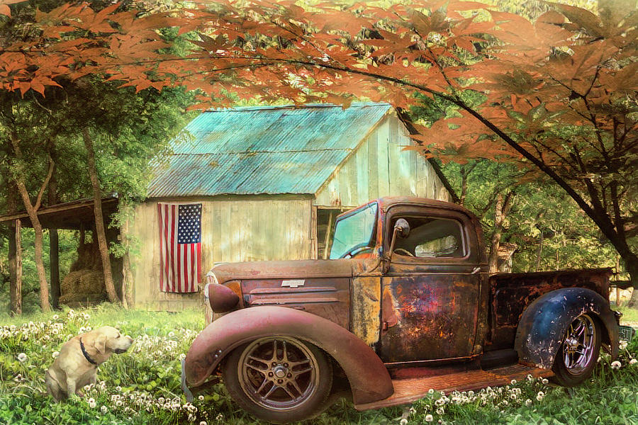 Rusty Old Truck on the Farm in Soft Country Colors Photograph by Debra and Dave Vanderlaan