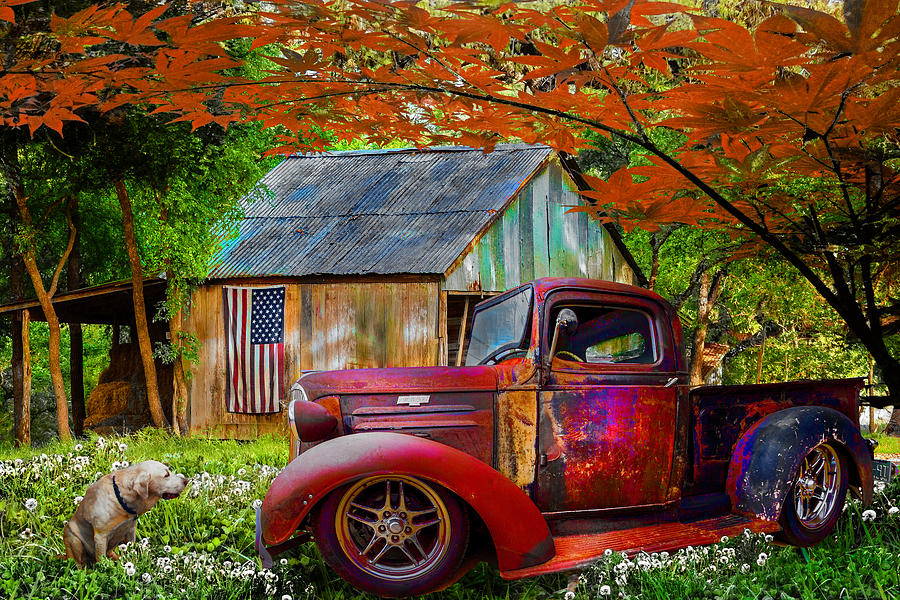 Rusty Old Truck on the Farm in Spring Photograph by Debra and Dave Vanderlaan