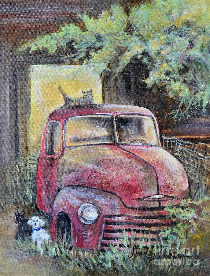 Rusty Red Truck Painting by Linda Shackelford