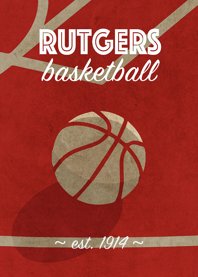 Rutgers Basketball College Retro Vintage Poster University Series Mixed
