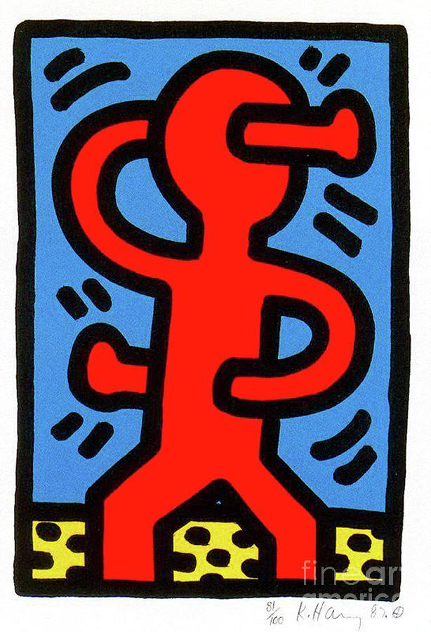 Haring Painting - S Man by Haring